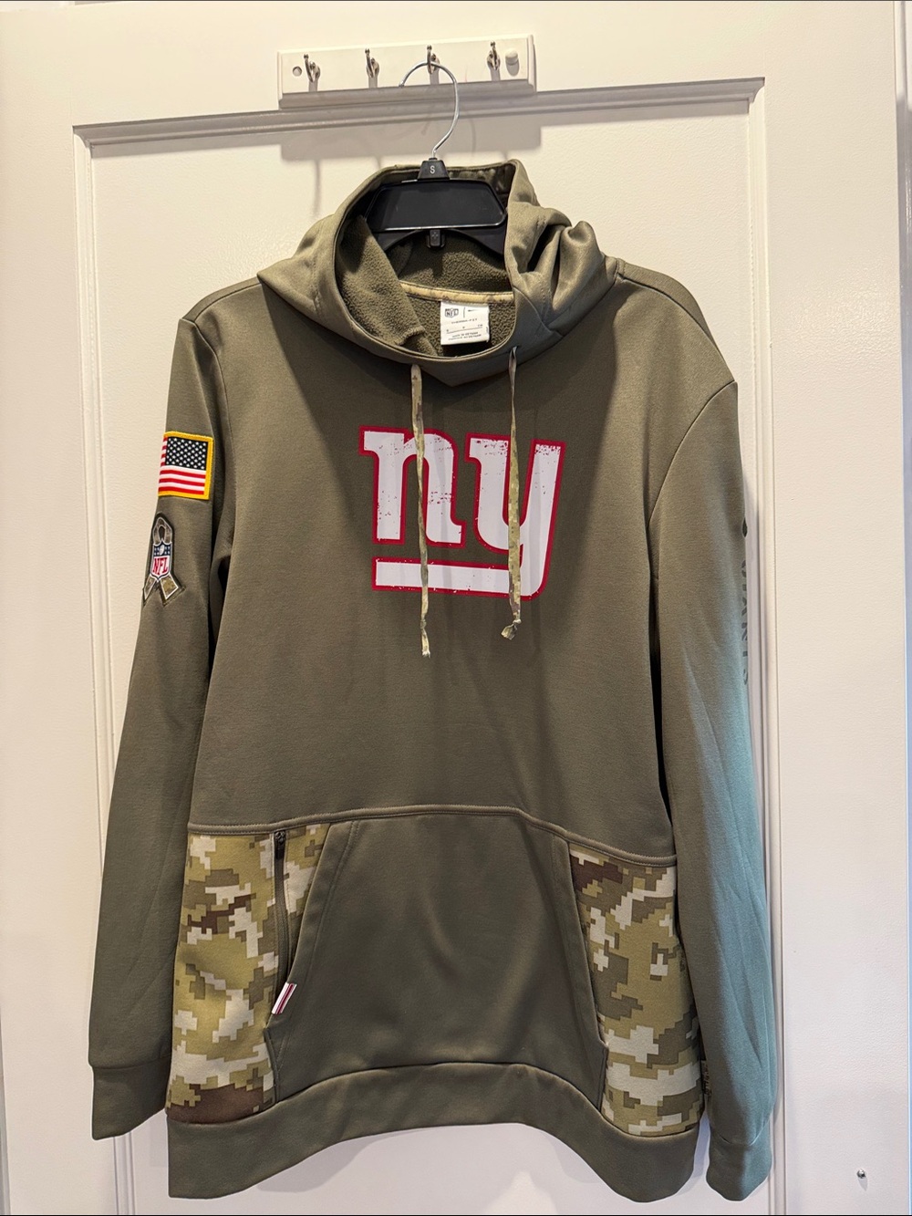 Nike Olive Green Pullover Hoodie with Red White NY Logo